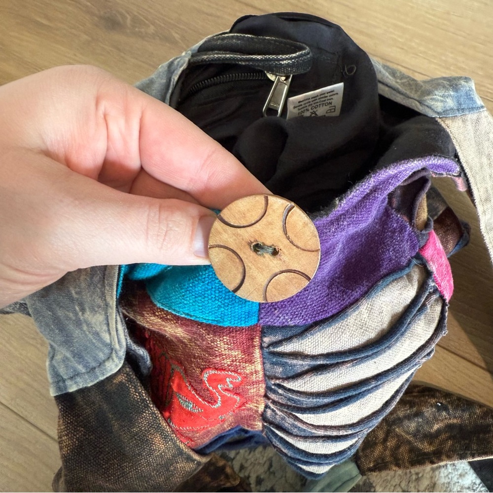 Colorful Patchwork Colorful Shoulder Hobo Bag Boho Peace Elephant Artsy Cotton - Picture 6 of 10